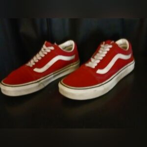 Vans Leather Shoes women's 8.5red White